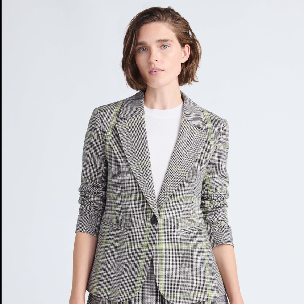Free Assembly Black green plaid blazer NWT
